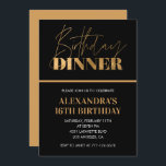 16e verjaardag uitnodigingen Verjaardag Diner Zwar<br><div class="desc">16e verjaardag uitnodigingen Verjaardag Diner Zwart Goud elegant modern</div>