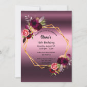 16e verjaardag van de bogundische bloemen paars ge kaart (Voorkant)