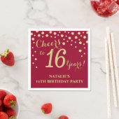 16e verjaardag van de Burgundy Red en Gold Diamond Servet (Insitu)