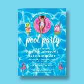 16e verjaardag van de "Cute Pink Summer Pool" Kaart