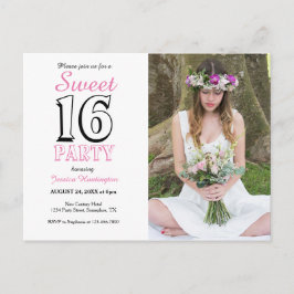 16e verjaardag van de foto van Sweet Sixteen Roze Briefkaart