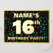 16e verjaardag van de gevechtsdag — Fun, kleurrijk Folie Uitnodiging (Voorkant)