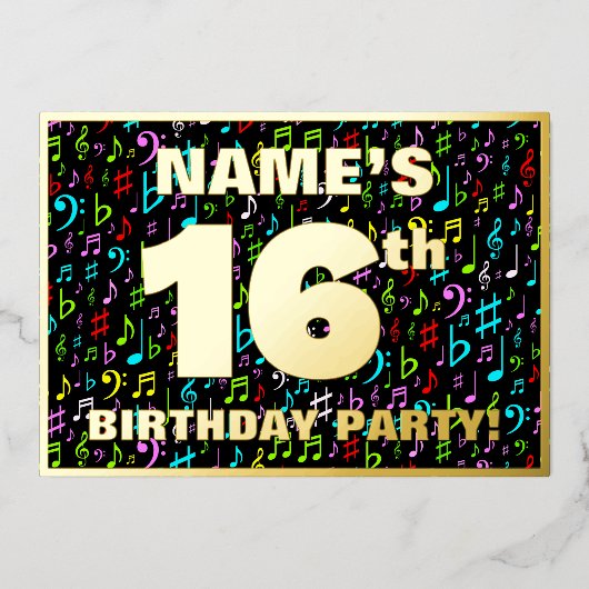 16e verjaardag van de gevechtsdag — Fun, kleurrijk Folie Uitnodiging (Voorkant)