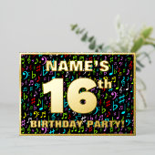 16e verjaardag van de gevechtsdag — Fun, kleurrijk Folie Uitnodiging (Staand Voorkant)