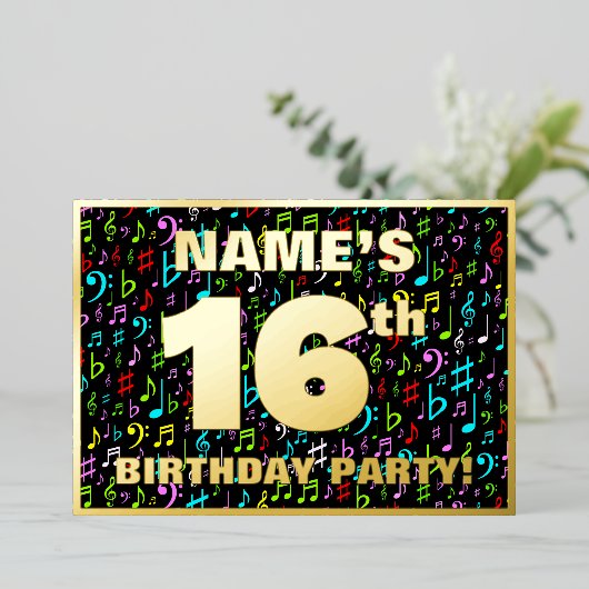16e verjaardag van de gevechtsdag — Fun, kleurrijk Folie Uitnodiging (Staand Voorkant)