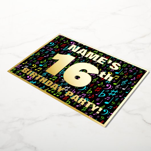 16e verjaardag van de gevechtsdag — Fun, kleurrijk Folie Uitnodiging (Gedraaid)