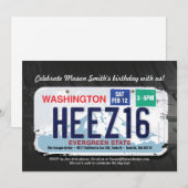 16e verjaardag van de jongen Washington License In Kaart (Voorkant / Achterkant)