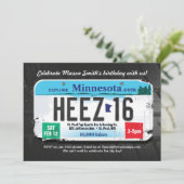16e verjaardag van de minnesota-uitnodiging voor j kaart (Staand voorkant)