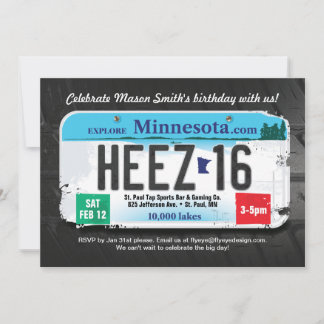 16e verjaardag van de minnesota-uitnodiging voor j kaart