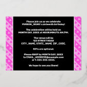 16e verjaardag van de opstand - vuurroze harten en folie uitnodiging (Achterkant)