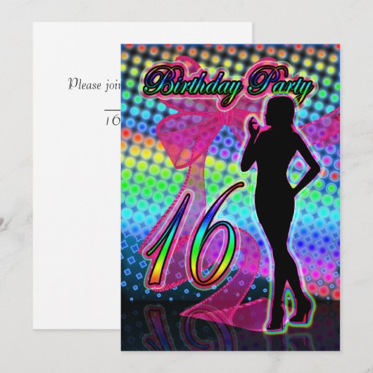 16e verjaardag van de uitnodiging van de 16e verja (Voorkant / Achterkant)