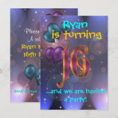 16e verjaardag van de uitnodiging van de partij (Voorkant / Achterkant)