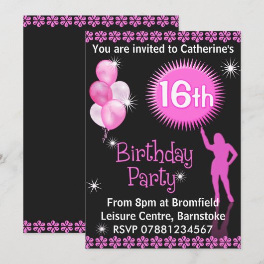 16e verjaardag van de uitnodiging van de partij Sw (Voorkant / Achterkant)