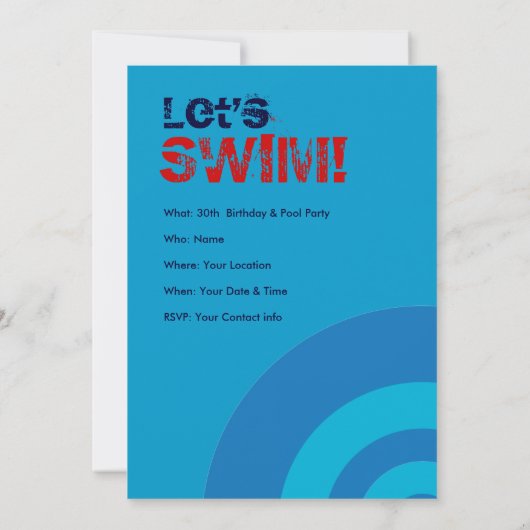 16e verjaardag van de uitnodiging van de poolparti (Achterkant)