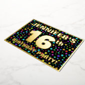 16e verjaardag van de Vreugde - Fun, kleurrijk ste Folie Uitnodiging (Gedraaid)