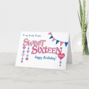 16e verjaardag van de vrijdag: Word Art Card Feestdagen Kaart