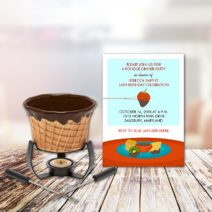 16e verjaardag van Fondue Dinner Party Uitnodiging