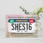 16e verjaardag van het meisje Nebraska-licentie Kaart (Staand voorkant)