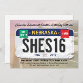 16e verjaardag van het meisje Nebraska-licentie Kaart (Voorkant / Achterkant)
