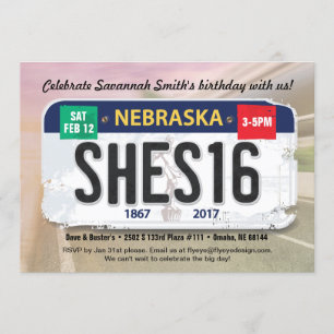 16e verjaardag van het meisje Nebraska-licentie Kaart