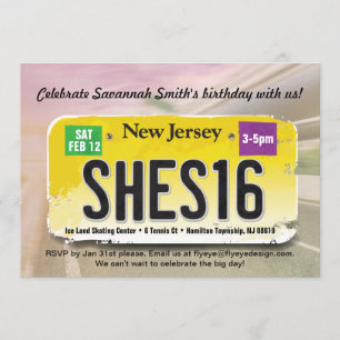16e verjaardag van het meisje New Jersey - Uitnodi Kaart