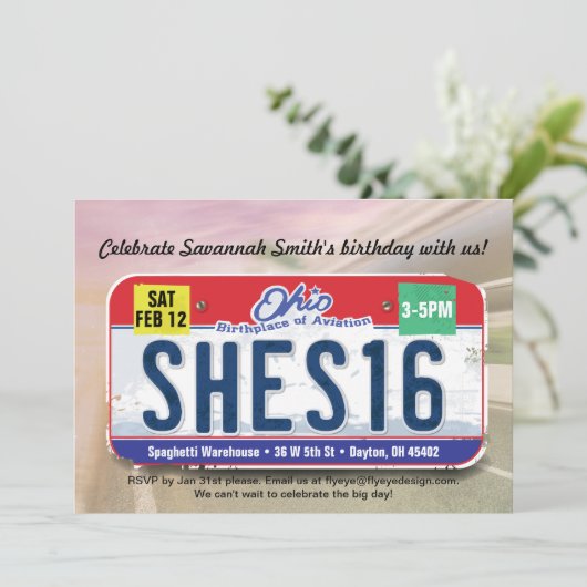 16e verjaardag van het meisje - Ohio - Uitnodiging (Staand voorkant)