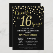 16e verjaardag van het zwarte en gouddiamantgespre kaart (Voorkant / Achterkant)