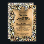 16e verjaardag van Leopard Sweet Kaart<br><div class="desc">Elegante lieve 16 verjaardagsuitnodigingen zijn voorzien van een luipaardprint bedekt met gouden faux folie en uw verjaardagsfeestgegevens in chique letters,  te gebruiken voor ELKE AGE-verjaardag. Overeenkomende items beschikbaar in ons collectie.</div>