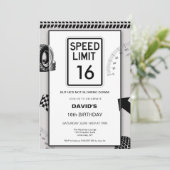16e verjaardag van Speed Limit Boy Kaart (Staand voorkant)