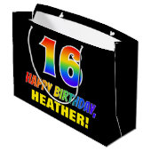 16e verjaardag: Vet, Leuk, Eenvoudig, Regenboog 16 Groot Cadeauzakje (Achterkant Gekanteld)
