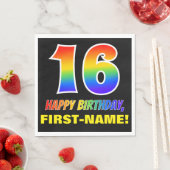 16e verjaardag: Vet, Leuk, Eenvoudig, Regenboog 16 Servet (Insitu)