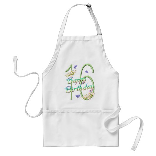 16e verjaardag vlinder Garden Apron Standaard Schort (Voorkant)