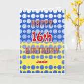 16e verjaardag voeg naam cirkels patroon toe kaart (Gele Bloem)