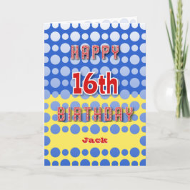 16e verjaardag voeg naam cirkels patroon toe kaart