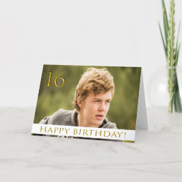 16e verjaardag voor een jongen met je foto van het kaart