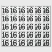 16e verjaardag voor een kleinzoon, zwarte tekst op cadeaupapier (Vlak)