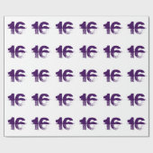 16e verjaardag voor iedereen, paars op wit. cadeaupapier (Vlak)