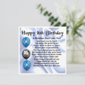 16e verjaardag Wenskaart Broeder Kaart (Staand voorkant)