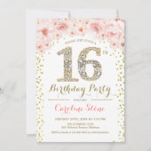 16e verjaardag - White Gold Pink Kaart (Voorkant)