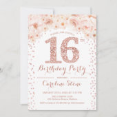 16e verjaardag - White Rose Gold Kaart (Voorkant)
