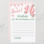 16e verjaardag Wishes voor het verjaardagsmeisje (Voorkant / Achterkant)