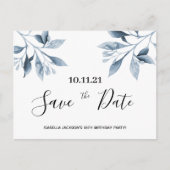 16e verjaardag wit blauw botanisch behalve de datu briefkaart (Voorkant)