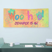 16e verjaardag WooHoo naam gepersonaliseerde banne Spandoek (Beurs)