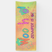16e verjaardag WooHoo naam gepersonaliseerde banne Spandoek (Verticaal)