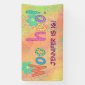 16e verjaardag WooHoo naam gepersonaliseerde banne Spandoek (Verticaal)