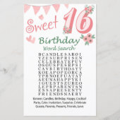 16e verjaardag Word Search Game (Voorkant)