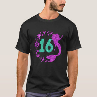 16e verjaardag zeemeermin meisje jaren oud 16 t-shirt
