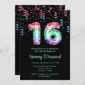 16e Verjaardag Zeemeerminnenballonnen met Confetti Kaart (Voorkant / Achterkant)