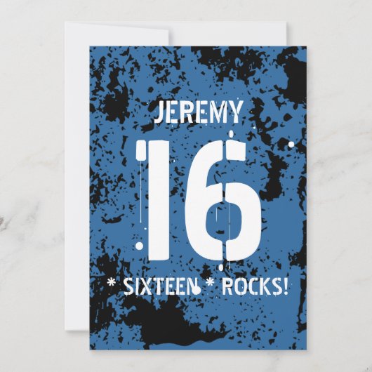 16e verjaardag zestien Rocks BLUE Grunge F16Z Kaart (Voorkant)