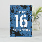 16e verjaardag zestien Rocks BLUE Grunge F16Z Kaart (Staand voorkant)